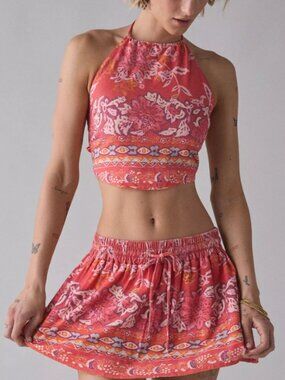 Urban Outfitters BDG Marcy Halter Tie-Back Crop Top & Mini Skirt Set XL